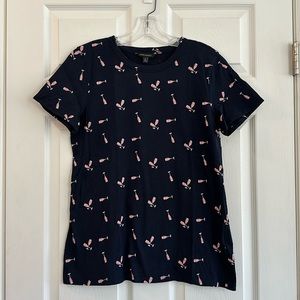 Banana Republic (M) navy tshirt with champagne flutes.